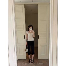 批发THEISSN宁司 设计感条纹短袖T恤女夏季修身百搭上衣