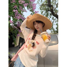批发陆小团团水果长袖T恤半身裙<b class='q'>套装</b>韩系气质温柔氧气感松弛两件套女