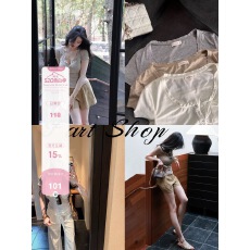 批发Fart Shop<b class='q'>百搭</b>软软T 莱赛尔/羊毛纽扣圆领T恤女春夏收腰上衣