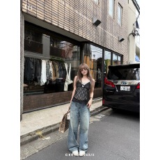 批发CEEYOU05/16 20:00 新品透视网格U领背心叠穿<b class='q'>套装</b>