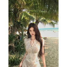 批发Mejiu蜜九玲珑间奏辣妹风设计感蕾丝<b class='q'>衬衫</b>女夏约会氛围感上衣