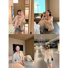 批发蝶宝嘻 1oo亚麻<b class='q'>自由</b><b class='q'>呼吸</b>氧气感宽松防晒衬衫夏季女士外搭衬衣外套