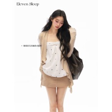 批发ELEVEN SLEEP秋季针织<b class='q'>开衫</b>外套<b class='q'>女士</b>韩系长袖上衣设计感不规则外搭
