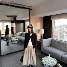 宁司 假两件拼接撞色开衫针织衫女秋季新款韩系休闲修身显瘦上衣