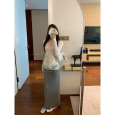 批发e go studio 厚款莱赛尔蕾丝腰<b class='q'>半身裙</b>通勤百搭韩系风休闲修身裙子