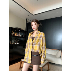 批发格纹复古衬衫春季宽松设计感小众长袖外穿百搭上衣韩版时尚休闲