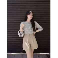 米色美式西装短裤女2026夏季薄款时尚宽松显瘦女裤阔腿五分裤