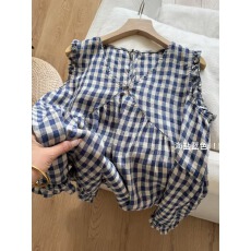 批发春夏季薄款<b class='q'>格子</b>韩系长袖衬衫女休闲百搭中长款薄款开衫<b class='q'>外套</b>