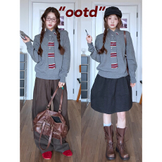 批发韩系学院风灰色针织连衣裙子<b class='q'>秋</b>冬季2026新款慵懒风毛衣短裙两件套