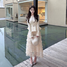 批发法式富家千金小香风穿搭一整套装2026年新款<b class='q'>网纱</b>蛋糕连衣<b class='q'>裙</b>子女春