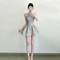 批发法式富家千金高级感背心<b class='q'>连衣裙</b>子女2026新款早春小个子收腰<b class='q'>蓬蓬裙</b>