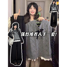 批发韩系穿搭oot一整套马甲女秋冬季2026新款爆款巨好看冬装三件套装