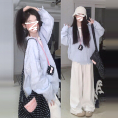 批发慵懒风穿搭紫色v领针织<b class='q'>毛衣</b>女2026新款秋冬季长袖宽松上衣高级感