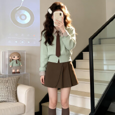 批发小个子韩系穿搭一整套毛衣裙子女秋冬季2026新款巨好看学院风套装