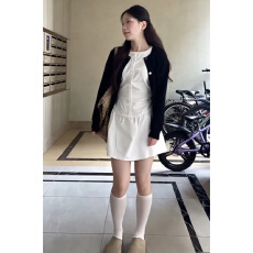 批发白色长袖<b class='q'>衬衫</b>连衣裙子女2026新款早春季韩系学院风小个子穿搭套装