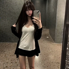 批发韩系早秋穿搭黑色针织开<b class='q'>衫</b>外套女2025新款配吊带的小外搭长袖上衣