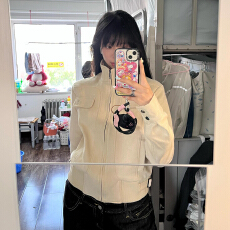 批发早秋穿搭韩系轻薄短款外套女春2025新款美式复古气质机车夹克上衣