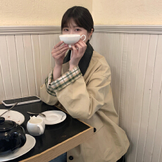 批发2025新款小个子复古撞色格纹拼接中长款风衣外套女秋季设计感上衣