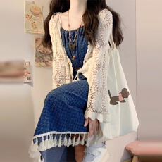 批发早秋季蓝色不规则吊带<b class='q'>连衣裙</b>子女2025新款小个子复古别致<b class='q'>牛仔</b>长裙