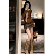 批发韩系复古针织毛衣连衣裙子女冬季2026新款超火巨好看穿搭一整套装