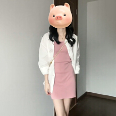 批发2026新款小个子粉色吊带连衣裙子女装秋<b class='q'>冬</b>高级感衬衫短裙早春套装