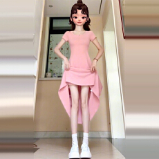 批发粉色法式气质连衣裙子女春夏季2026新款小个子收腰显瘦高级感长裙