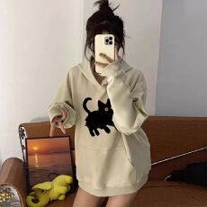 批发美式复古oversize连帽卫衣女早春季2026新款宽松休闲慵懒风外套女