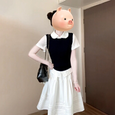 批发2026<b class='q'>新款</b>法式短袖衬衫马甲连衣裙子女夏季miu系穿搭一整套装<b class='q'>短裙</b>