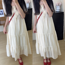 批发法式气质高级感白色收腰<b class='q'>连衣裙</b>洋气衣服女夏天减龄小众不撞款裙子