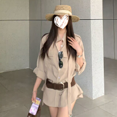 批发韩系巨好看穿搭一整套衬衫<b class='q'>连衣裙</b>子女早春季收腰短裙套装2025新款