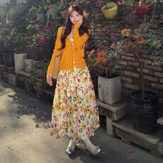 批发法式碎花<b class='q'>连衣裙</b>子女早春季2026新款韩系巨好看多巴胺穿搭套装长裙