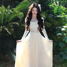 批发法式纯欲<b class='q'>镂空</b>白色<b class='q'>连衣裙</b>子女夏季2026新款气质收腰巨好看早春长裙