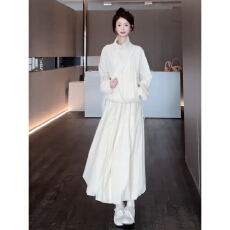 批发韩系慵懒风卫衣<b class='q'>连衣裙</b>子女早春季2026新款高级感休闲<b class='q'>运动</b>套装长裙