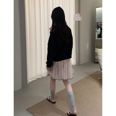 批发韩系慵懒斜肩套头卫衣波点半身裙两件套女2026春季小个子<b class='q'>时尚</b>套装