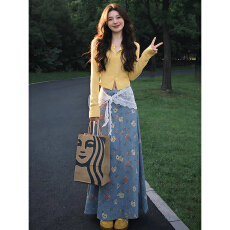 批发2026新款韩系氛围感穿搭一整套裙子女早春季针织开衫半身<b class='q'>长裙</b>套装