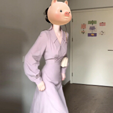 批发法式温柔风紫色翻领衬衫<b class='q'>连衣裙</b>女2026年春季新款气质收腰显瘦长裙