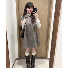 批发日系复古格纹翻领<b class='q'>连衣裙</b>子女夏季2026新款气质宽松显瘦超好看短裙