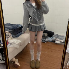 批发韩系穿搭灰色宽松卫衣外套女秋冬季2026新款学院风超好看冬装上衣