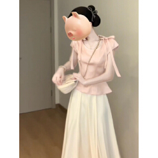 批发法式温柔粉色系穿搭<b class='q'>连衣裙</b>子女2026新款夏季独特漂亮套装<b class='q'>花苞</b>长裙