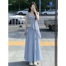 批发韩系巨好看穿搭一整套2026新款吊带连衣裙子女夏季阔腿裤两件套装