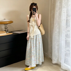 批发法式气质背心连衣裙女夏季2026新款巨好看穿搭一整套长裙两件套装