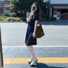 批发韩系学院风海军领连衣裙子女夏季2026新款绝美小众不撞款百褶<b class='q'>短</b>裙
