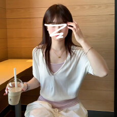 批发美式复古白色罩衫<b class='q'>t</b><b class='q'>恤</b>女夏季修身显瘦打底背心叠穿休闲百搭两件套