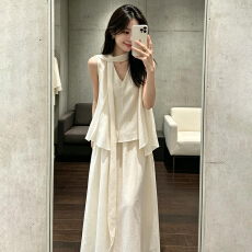 批发法式气质无袖背心连衣裙子女<b class='q'>夏季</b>2026新款巨好看穿搭一整套装长裙