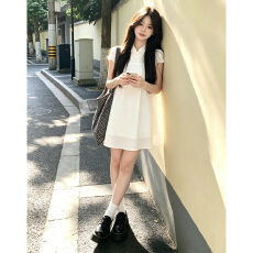 批发法式绝美<b class='q'>白色</b>衬衫连衣裙子女夏季2026新款爆款海边度假小个子短裙
