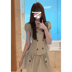 批发韩系学院风娃娃领复古短袖<b class='q'>连衣裙</b>子夏季新款少女感镂空上衣<b class='q'>蓬蓬裙</b>
