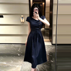 批发法式高级感蓝色<b class='q'>条纹</b><b class='q'>衬衫</b>连衣裙子女夏季2026新款气质收腰显瘦长裙