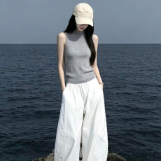 批发白色松弛感裤子女小个子夏季薄款直筒速干工装裤巨好看阔腿休闲裤