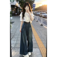 批发法式白色短袖衬衫女<b class='q'>夏</b>季2026新款独特漂亮小衫斜肩上衣设计感小众