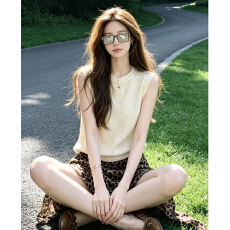 批发2026新款无袖背心不规则豹纹连衣裙女夏季巨好看穿搭一整套装长裙